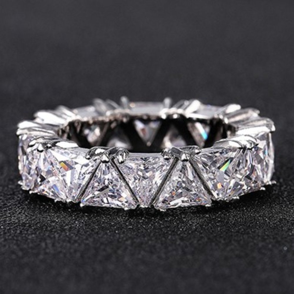 Trillion Cut Anniversary Band Ring - Picture 2 of 5